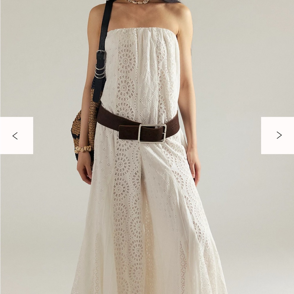 Free People White Strapless Wide Leg Jumpsuit